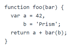 Code without syntax highlighting