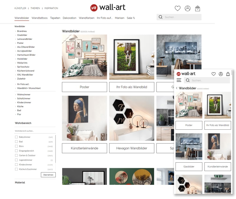 Screenshot WallArt Onlineshop.