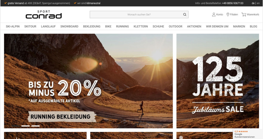 sport-conrad.de nutzt die Headless Commerce Software von Makaira