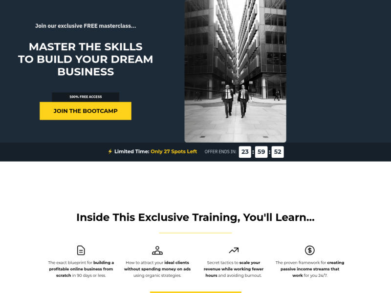 Free Bootcamp Landing Page