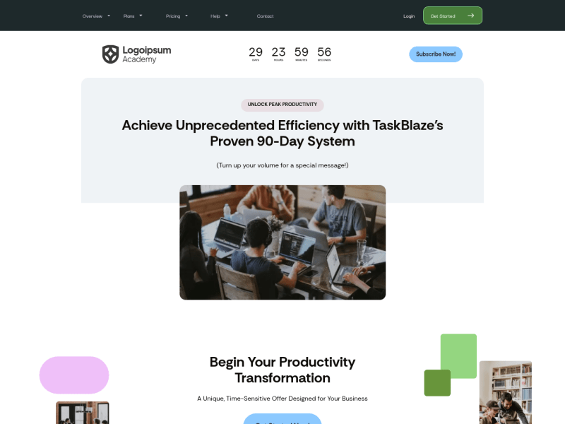 Productivity Software Promo Page