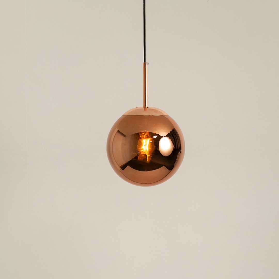 Cohen Globe Indoor Light - Rose Gold pendant with reflective copper finish