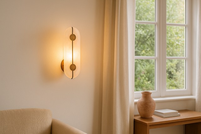 Modern alabaster lighting fixture in elegant interior setting