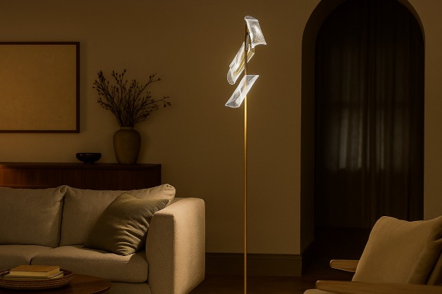Modern Sculptural Floor Lamp in Living Room