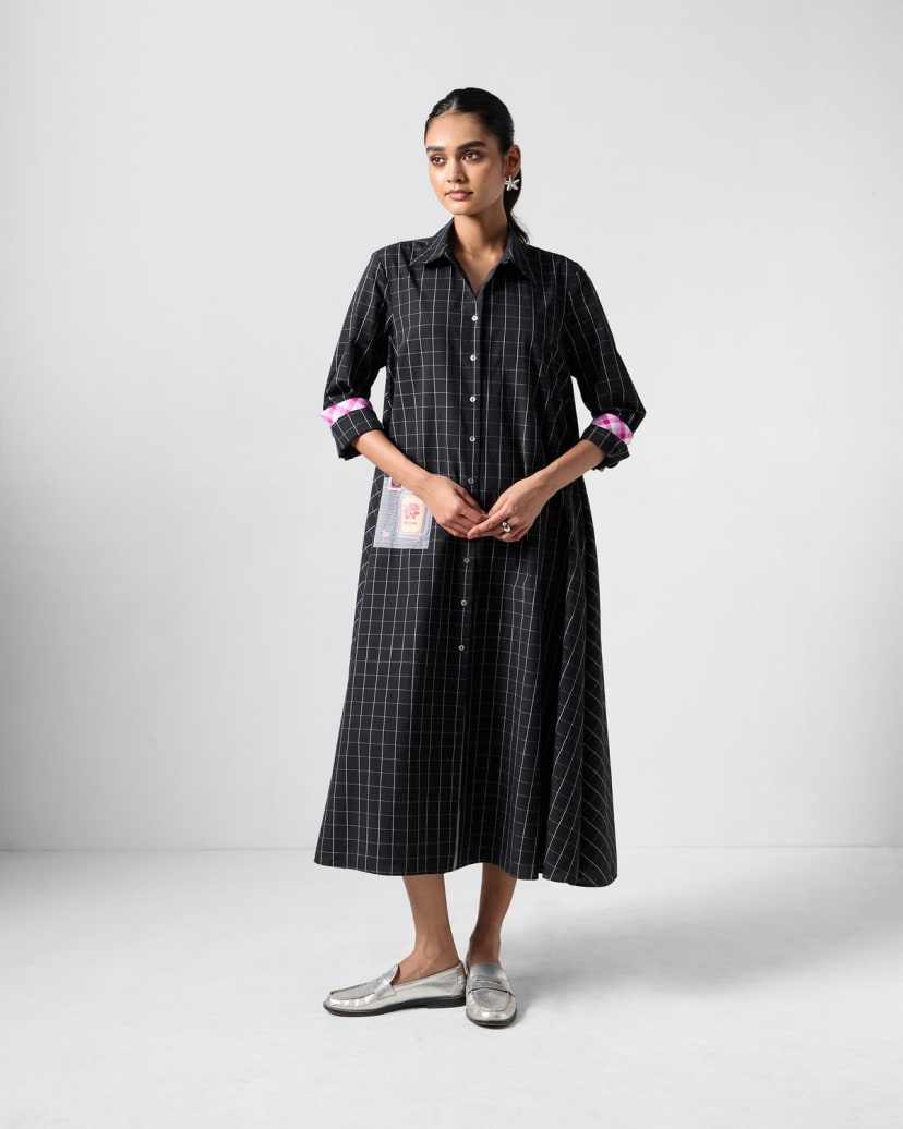 Spiti Shirt Dress - Black & White Checks – Nicobar