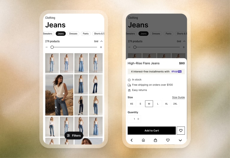 Product listing pages experience