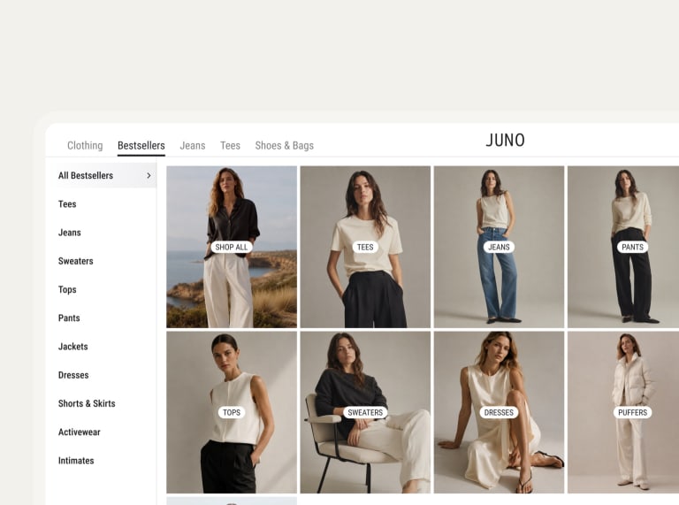 Top menu visual shopping experience