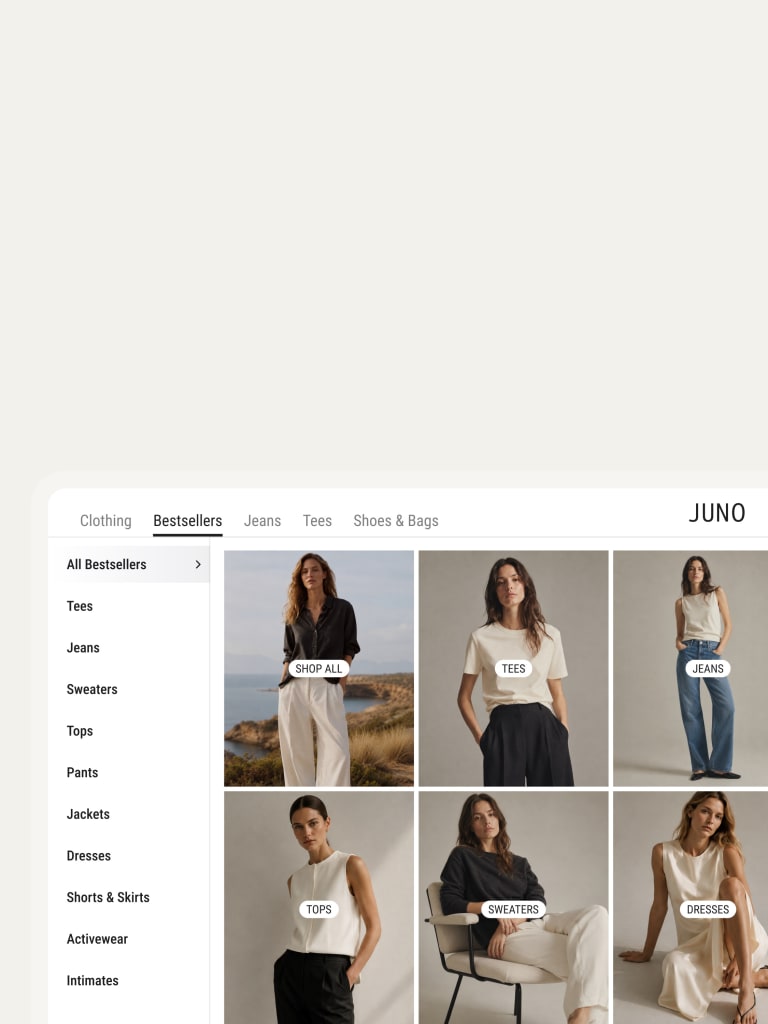 Top menu visual shopping experience on mobile