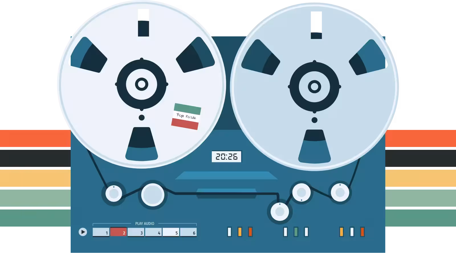 Bespoke reel-to-reel graphic and animations.