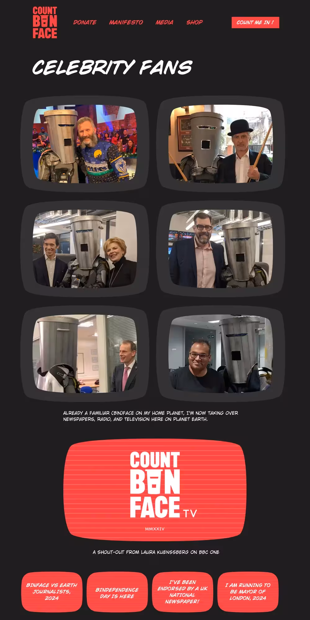 Count Binface website
