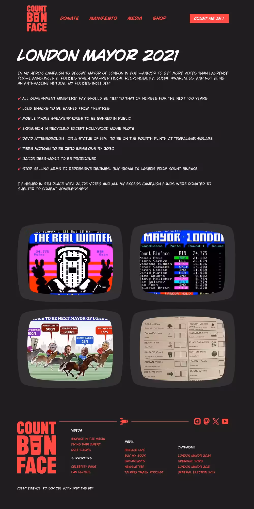 Count Binface website