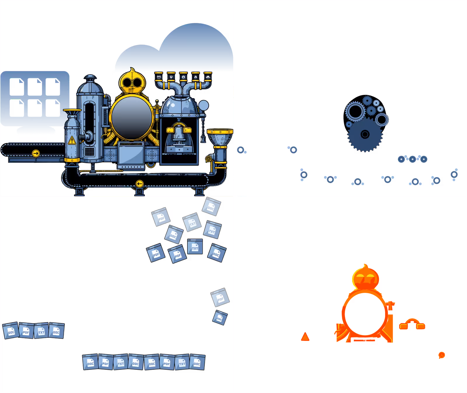 Elements in the Mountain Duck machine animation