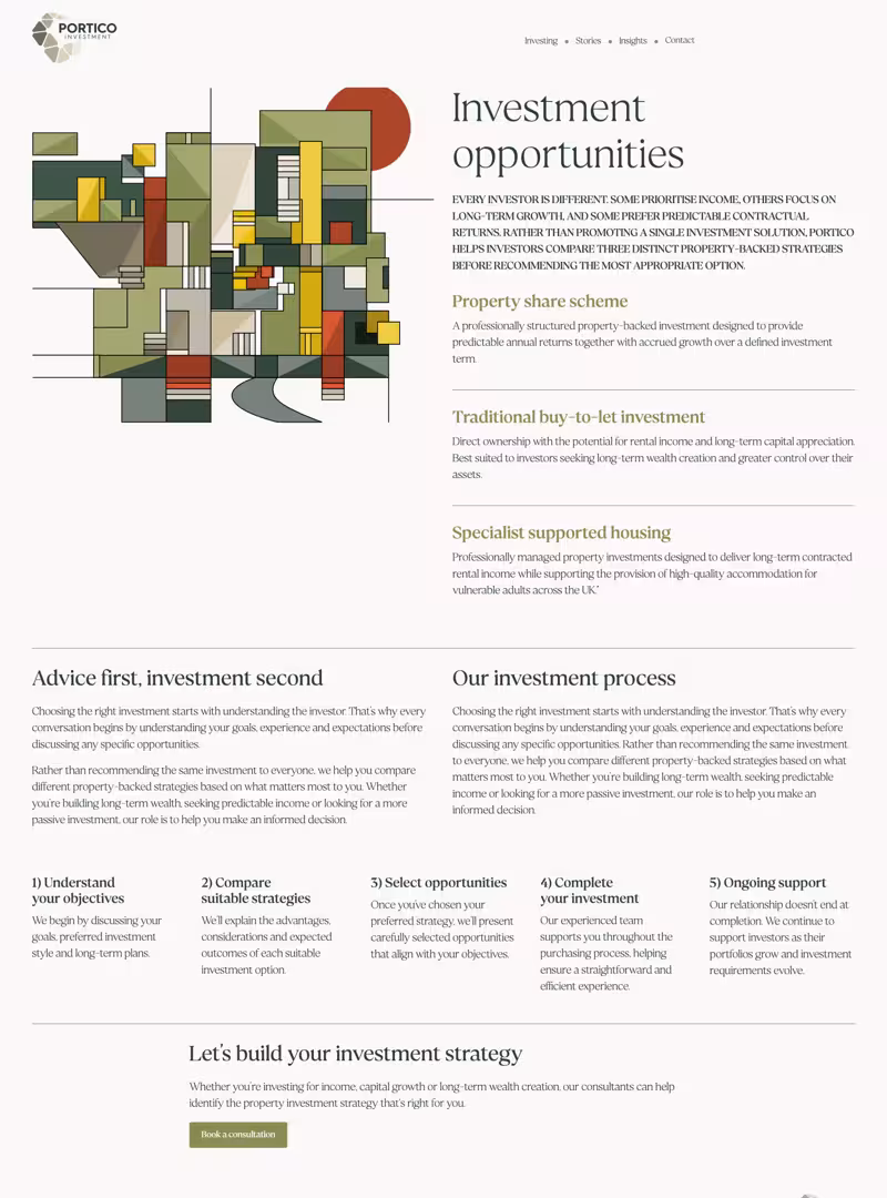 Portico Investment website design