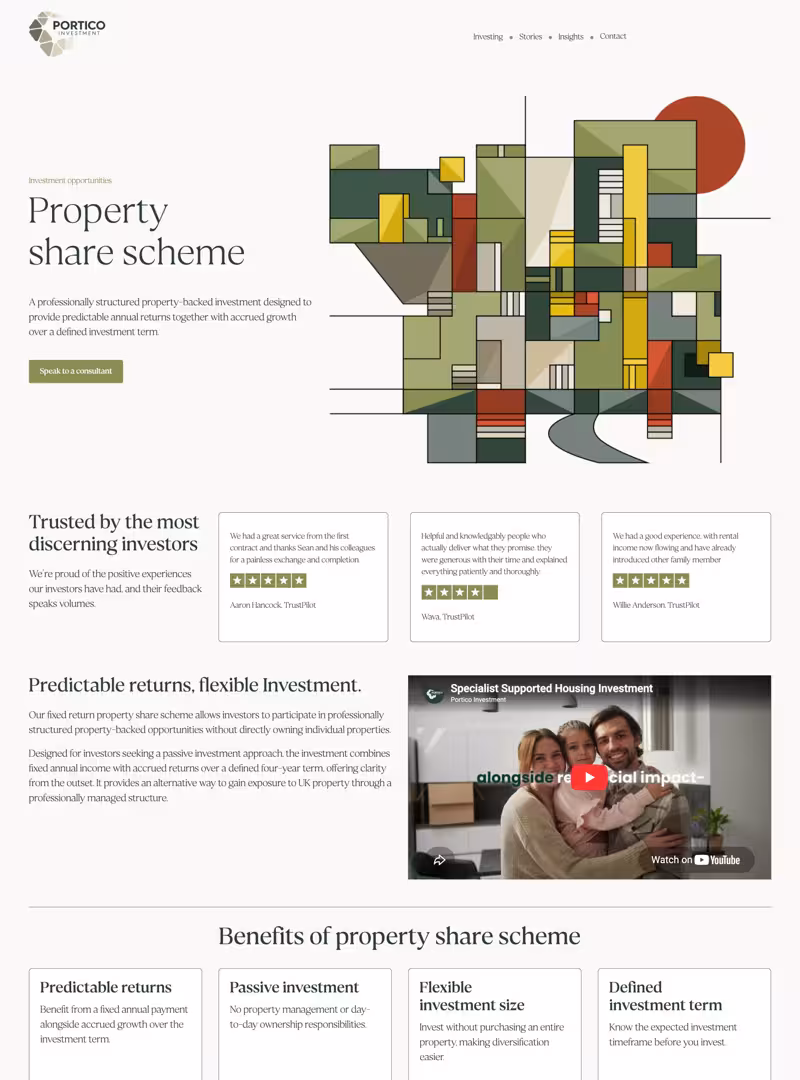 Portico Investment website design