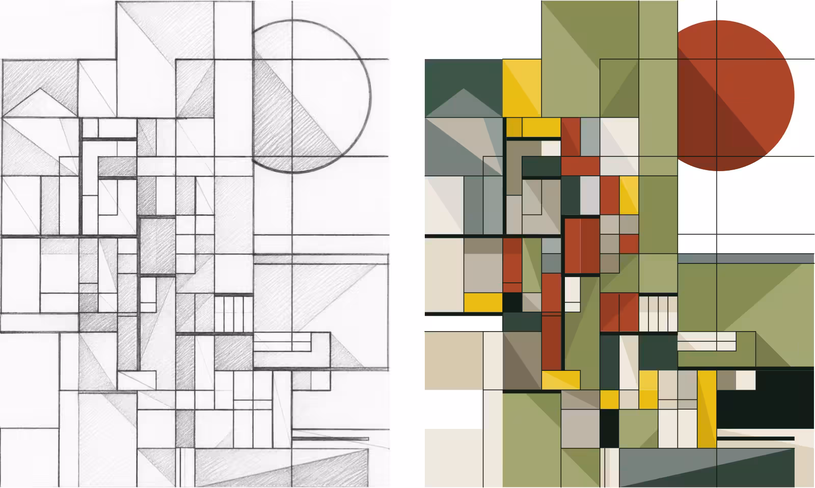 Portico Investment sketch and finished artwork