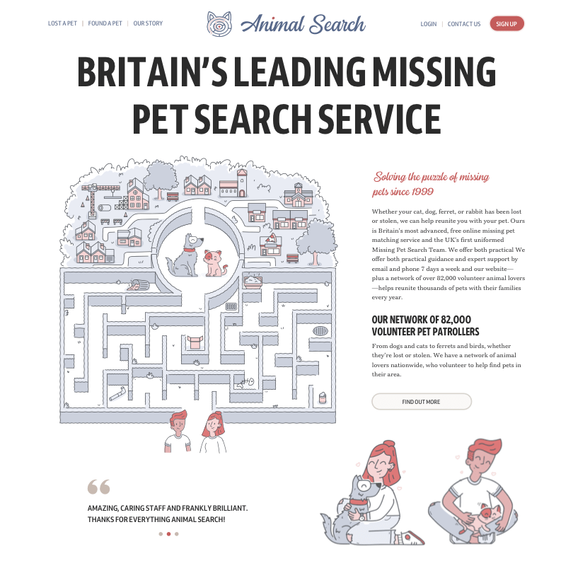 Animal Search website design