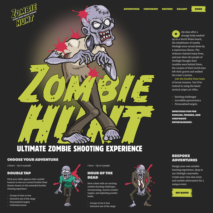 Zombie Hunt website design