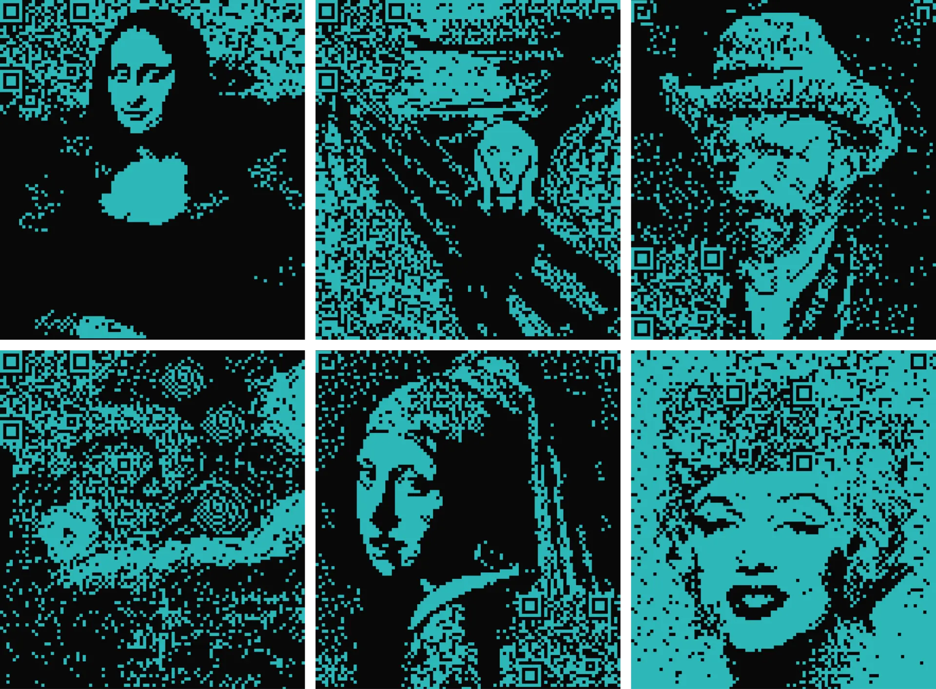Recreation of famous works of art from QR codes.