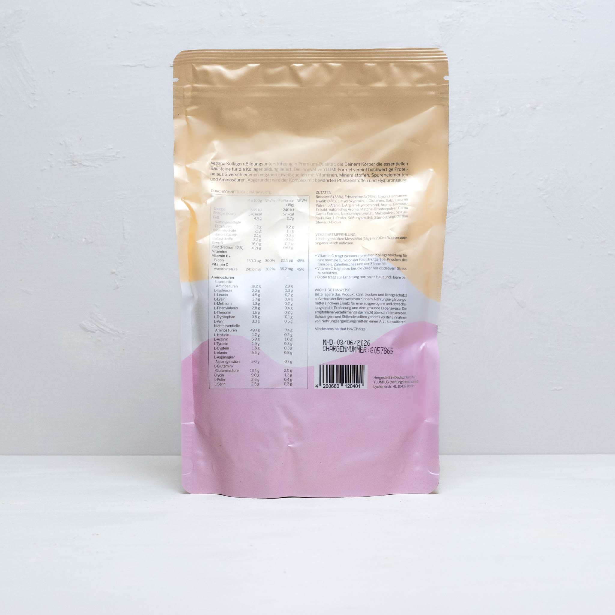 Vegans Proteinpulver mit Aminosäuren für Kollagenbildung