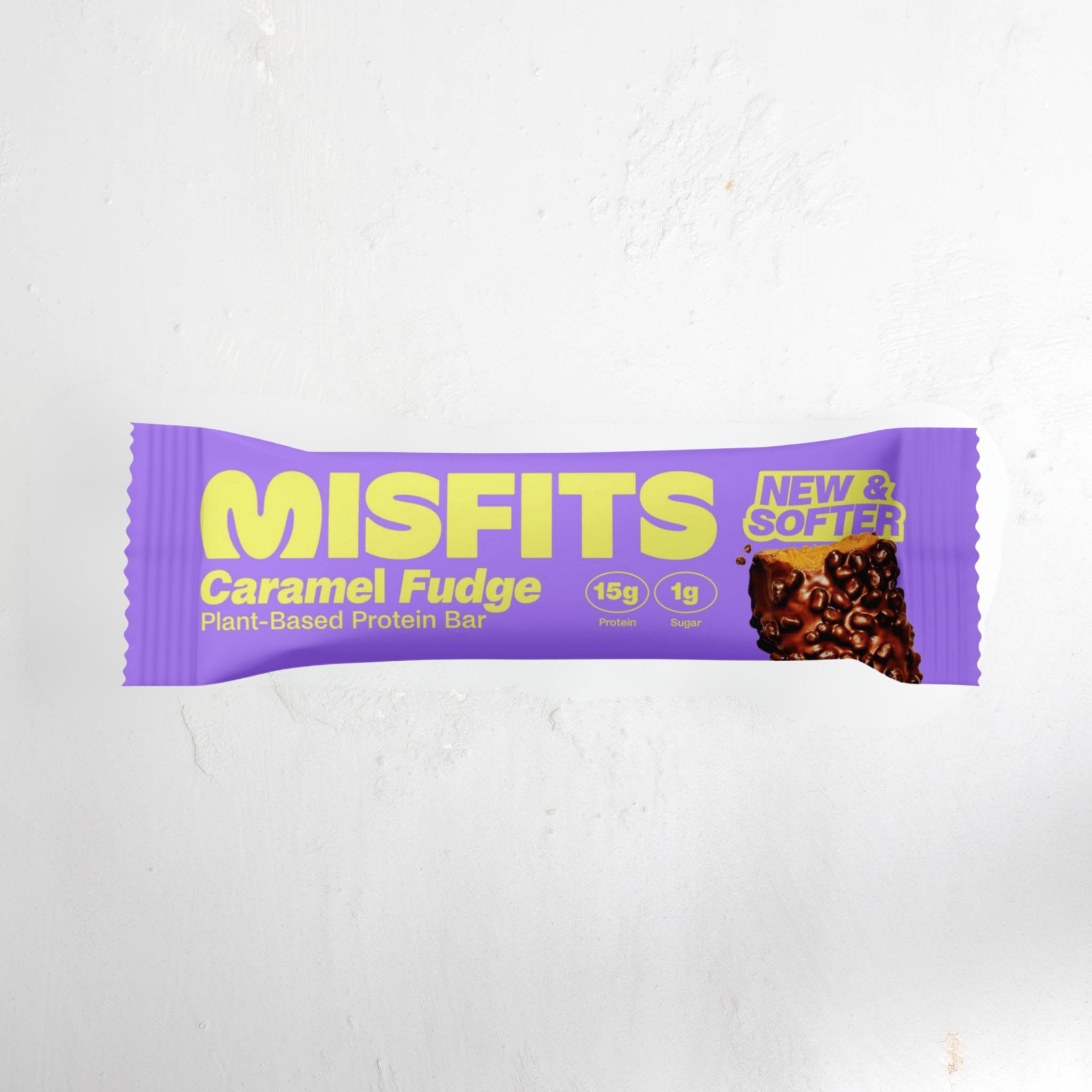 MISFITS Veganer Proteinriegel Caramel Fudge