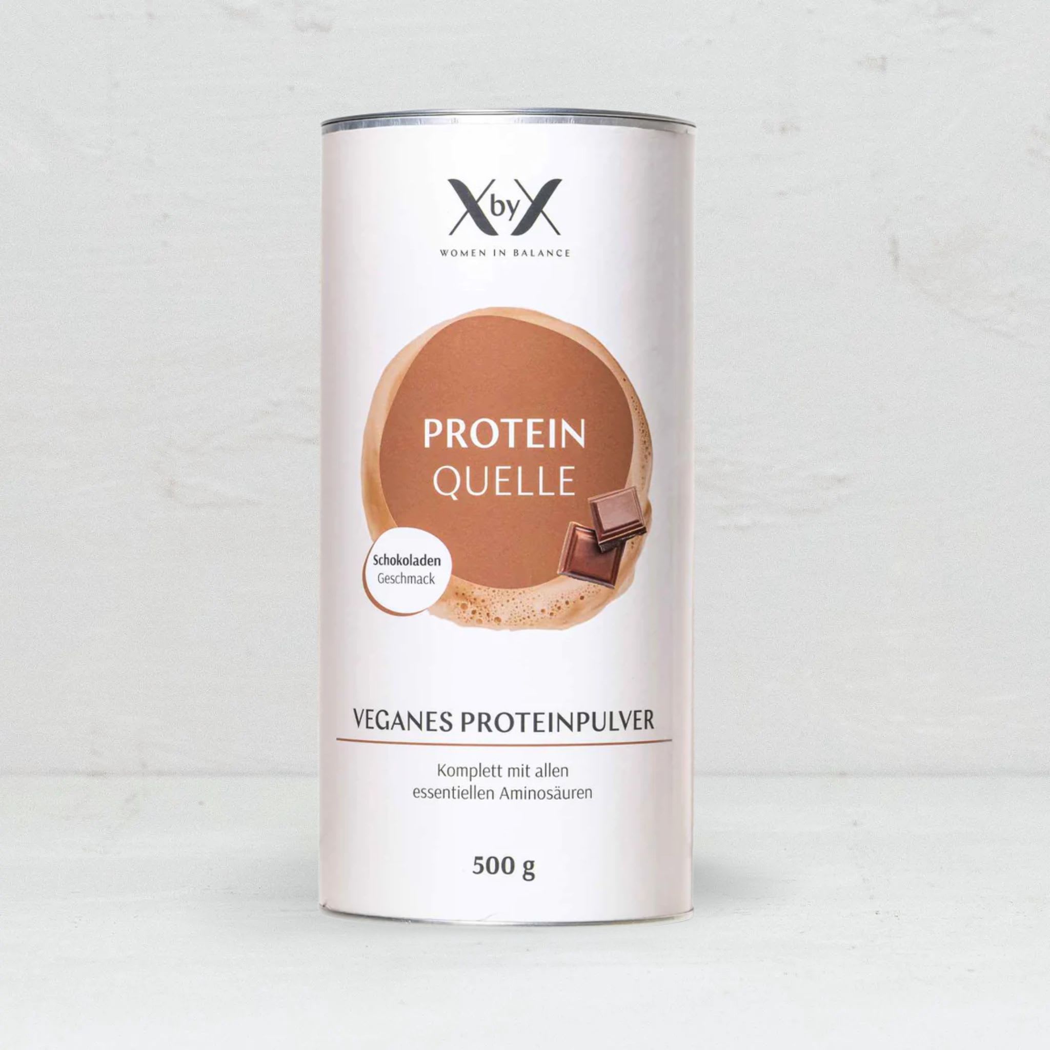 Vanille Protein ohne Süssungsmittel in einer Box mit Schokoladengeschmack