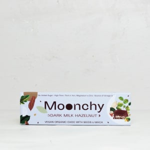 Moonchy, Schokoriegel, Dark M!lk, Hazelnut, Vegan, Bio, mit Samen und Maca