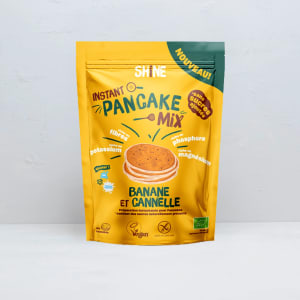 Pancake mix mit Bananen und Zimt im Beutel