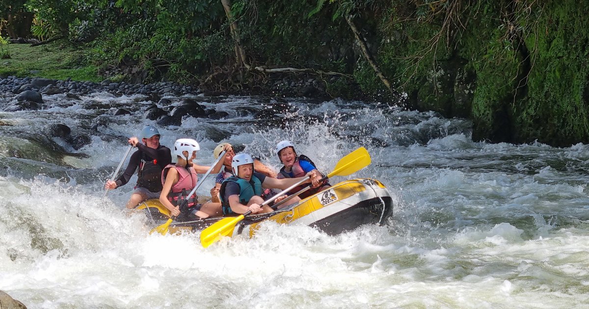 Whitewater rafting on the Marsouins River in Saint-Benoît, Reunion Island