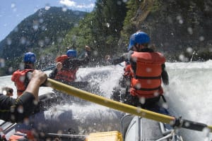 Rafting down the Arve from Passy, near Chamonix