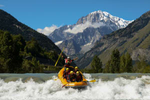 Rafting down the Dora Baltea River near Mont Blanc