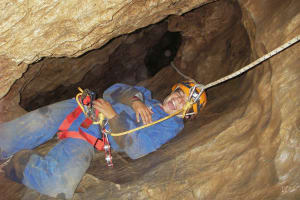 Caving excursion in En Casa cave near Prades, Pyrenees