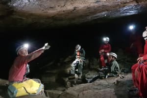 Caving discovery in the Poujol cave, Gorges du Tarn
