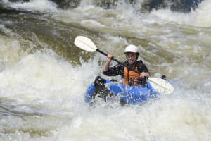 Canoraft on the Rouge River in the Laurentians, near Montreal
