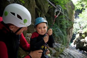 Canyoning in the kids canyon in the Besorgues, Ardèche