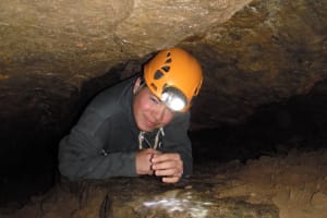 Caving excursion in the Grotte des Jeunes in Ardèche