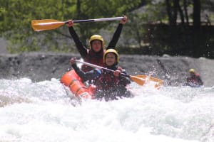 Canoe-rafting descent of Giffre river in Samoëns