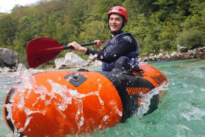 Packrafting on the Soča River near Bovec