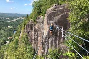 Via ferrata and ziplining tour on Mont Catherine in the Laurentians