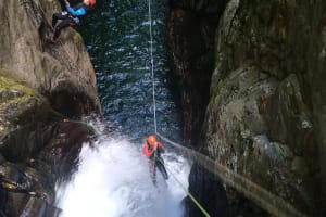 Canyoning in the Marc canyon, in Ariege
