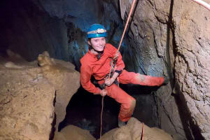 Caving in the Ria Cave near Prades, Pyrénées-Orientales