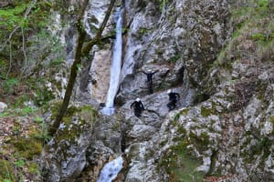 Descent of the Fratarica canyon near Bovec in Triglav National Park