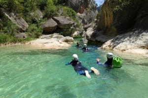 Canyoning in the Peonera canyon in Sierra de Guara, Huesca