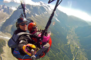 Paragliding Flight above Chamonix from the Plan de l'Aiguille
