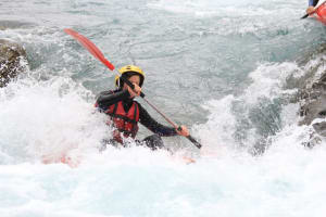 Canoe rafting down the Ubaye river near Barcelonnette