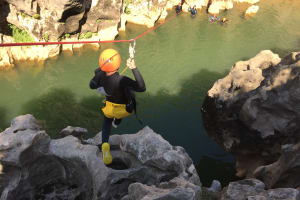 Descent of the Diable canyon in Saint-Guilhem-le-Désert, near Montpellier