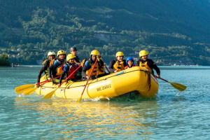 Family rafting trip to Lake Brienz near Interlaken