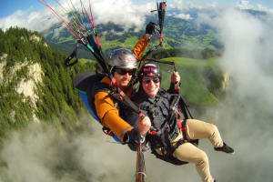Paragliding tandem flight above Zillertal
