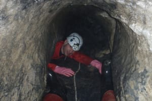 Caving in the underground river of Vicdessos, Pyrénées-Ariégeoises