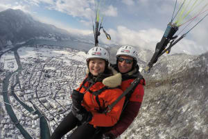 Winter Tandem Paragliding Flight over Interlaken
