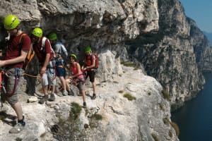 Sporty Via Ferrata Cengia dei Contrabbandieri above Lake Garda